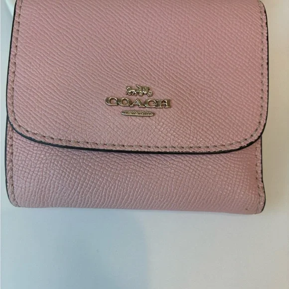 Coach Light Pink Pebbled Leather Compact Wallet - Picture 1 of 10